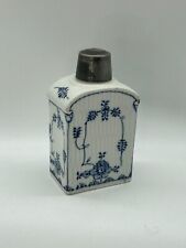 Antique Blue White Tea Canister/Caddy 19th Century Hand Painted
