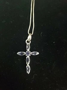 Beautiful Sterling Silver And Amethyst Cross Pendant Necklace - Picture 1 of 2