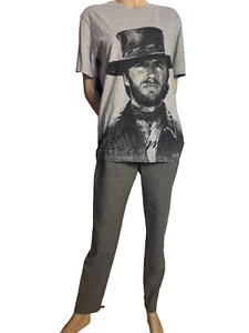Clint Eastwood Shirt grau schwarz be a man Only & Sons BW Stretch retro M - Bild 1 von 8