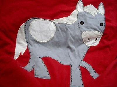 Pottery Barn Kids Nap Mat Sleeping Bag Red Gray Horse Monogrammed "Ashton" EUC - Image 1 of 4