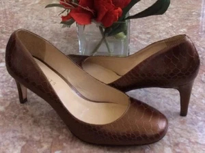Talbots Women's Snake Embossed Bronze Leather Heel Pumps Sz 9.5 B EUC, MSRP $150 - Picture 1 of 8