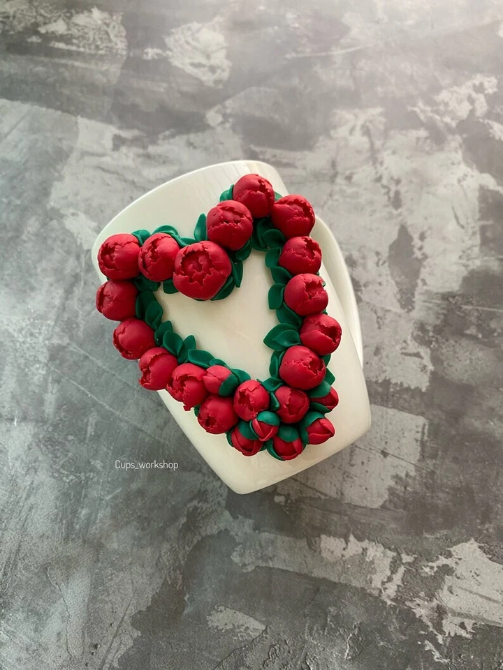 Regalo de agradecimiento día de San Valentín, taza de cerámica hecha a mano, taza de arcilla peonías florales Foto 1 de 1