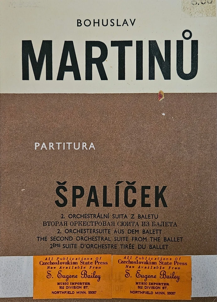 Bohuslav Martinu Spalicek Špalíček 2nd Orchestral Suite from Ballet Study Score - Image 1 of 1