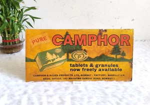 1940s Vintage Camphor Tablets & Granules Advertising Decor Tin Sign Board TS549 - Picture 1 of 4