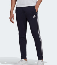 Novos Mens Adidas Essential Fleece Tapered Cuff Pants Moletom Joggers 3 Stripe