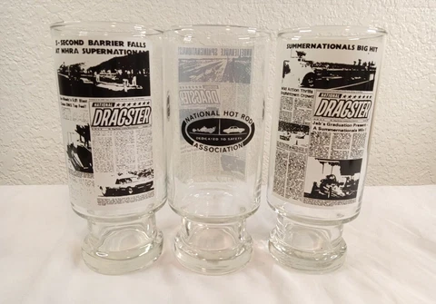 3 VTG NHRA National Hot Rod Association Spring Summer National Dragster Glasses Cover