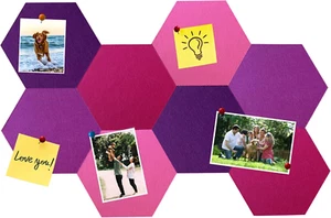 8Pcs Hexagon Felt Cork Board Tiles, Self Adhesive DIY Bulletin Board Pin Board f - Picture 1 of 12