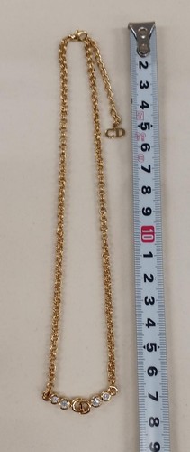 Collana CHRISTIAN DIOR catena autentica lunghezza 13 4 in oro pietra tonda trasparente