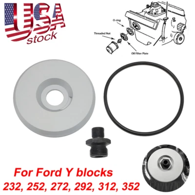 NEW SPIN ON OIL FILTER ADAPTER KIT FOR Y BLOCK FORDS 232 252 272 292 312 352 USA - Image 1 of 4