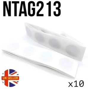 x10 NTAG213 NFC Etykiety na naklejki 13,56MHz Android iOS Kompatybilny papier powlekany 25 mm - Zdjęcie 1 z 3