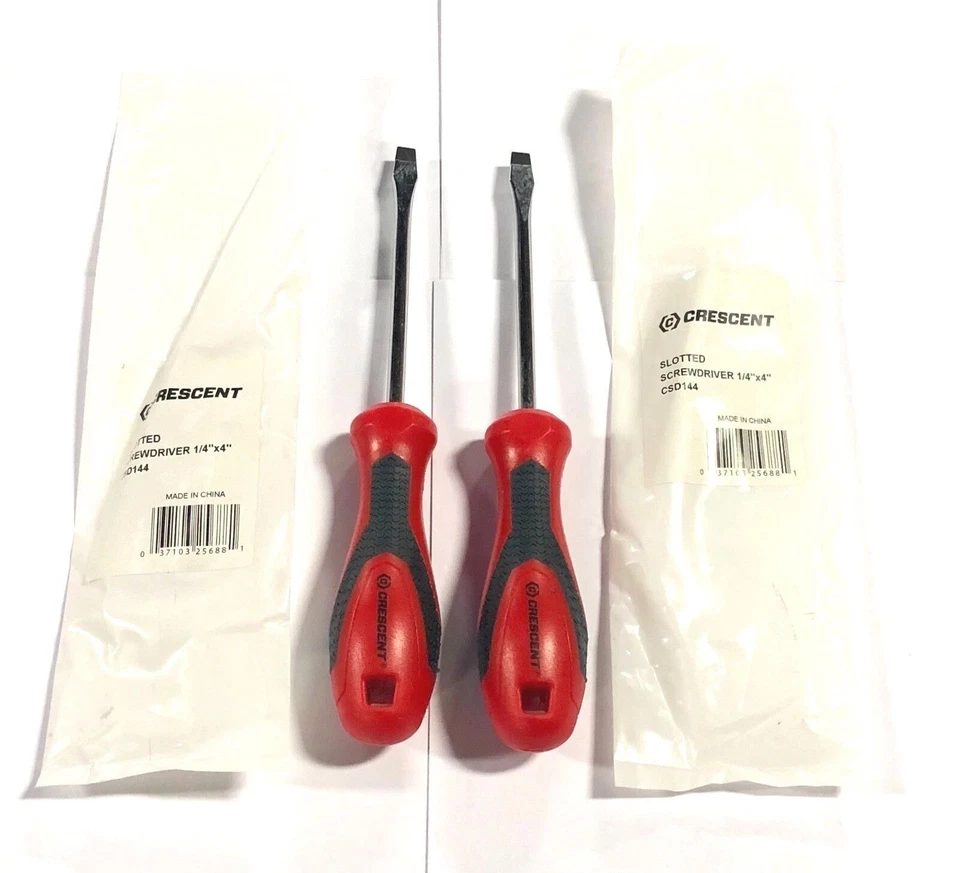 Crescent 1/4" x 4" Mechanics Slotted Screwdriver Round Shank 2 Pack CSD144 - Image 1 of 1