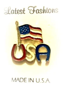 Dozen Lot 12 WHOLESALE Silver Plated Enamel USA American Flag Tac Lapel TAC Pin - Picture 1 of 3