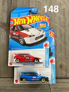 2 FOR 1! HOT WHEELS HONDA CIVIC CUSTOM HW J-IMPORTS Red Blue xploraf 148 - Picture 1 of 3