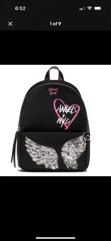 Victoria's Secret Fashion Show Bling Mini City Backpack Black Embellished