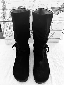 Roxy Vail Black Leather Suede Mid Calf Winter Comfort Boots Women’s Size 7 - Picture 1 of 7