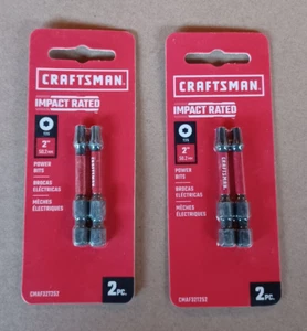 CRAFTSMAN Schlagschrauber Power Bits T25 Torx 2 Zoll 2x 2 Packungen 4 Bits Gesamtbohrer T-25 Treiber - Bild 1 von 1