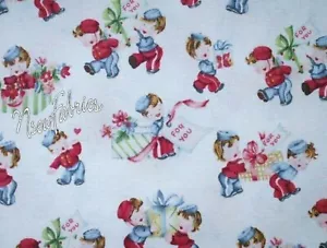 Valentine FABRIC RETRO Candy Box Boys Candy Store Cotton Quilt Craft Sew FQ - Picture 1 of 3