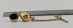 Hickok Tie Pin Tack de colección dorado + tonificado ónix con cadena - Imagen 1 de 2