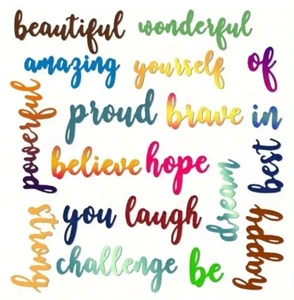 20 Cursive Words Die Cut Set Believe Beautiful Amazing Hope Dream Happy Laugh - Picture 1 of 5