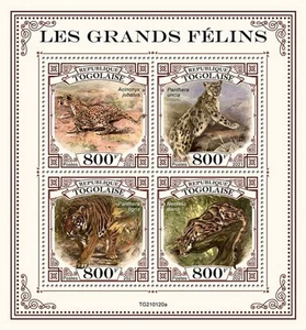 Togo - 2021 Big Cats, Cheetah, Snow Leopard - 4 Stamp Sheet - TG210120a - Picture 1 of 1