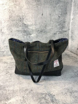 Bolso de mano para mujer Harris Tweed verde pura lana nueva Foto 1 de 4
