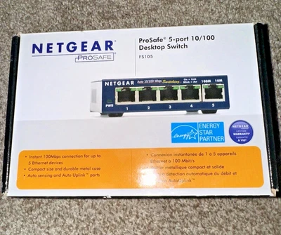 NETGEAR ProSafe Model FS105 5-Port 10/100 Desktop Switch *Open Box* - Image 1 of 4