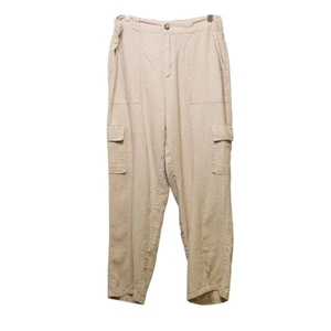 C & C CALIFORNIA 100% Linen Baggy Cargo Pants Beige Beachy Lounge Soft Sz XL - Picture 1 of 11