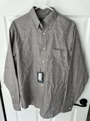 NWT Roundtree And Yorke Easy Care Dress Shirt Gray Plaid Men’s Size M - Image 1 of 4