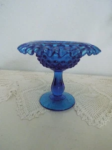 Schönes kleines blaues Nagelkompott von Fenton, plissierter Rand - Bild 1 von 4