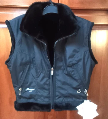 Obermeyer Reversible Niki Vest SZ 6 Ski Black Faux Fur Waterproof Hollowfil 808 - Image 1 of 4