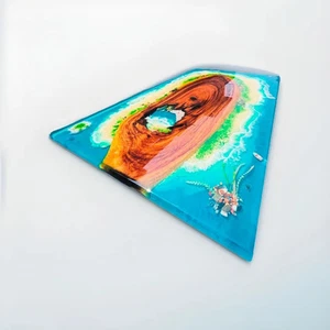 Custom Beach Theme Epoxy Resin Tabletop | Handmade Ocean-Inspired Resin Table - Picture 1 of 11