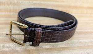Vintage Christian Dior Women’s Brown Leather Gold Tone Buckle Belt Size 32 - Picture 1 of 17