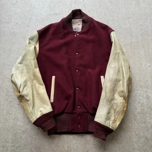 Vintage 50er Jahre Taubers of California rote Wolle Leder College Jacke Gr. 40 M Vintage - Bild 1 von 11
