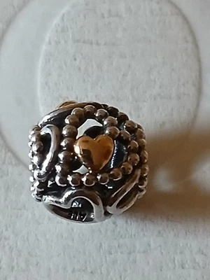Original Pandora Element, bicolor, mit 585er Gold, retired, Herzen - Bild 1 von 4