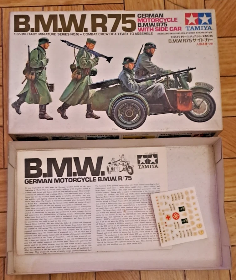 BMW R75 with Sidecar - Tamiya military minuatura - Kit 3516 scala 1:35 - Immagine 1 di 4