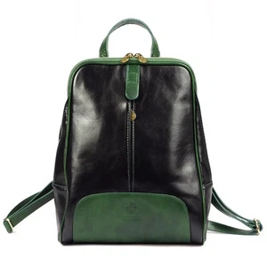 Handmade Italian leather backpack with zip pockets and adjustable straps. - Picture 1 of 6