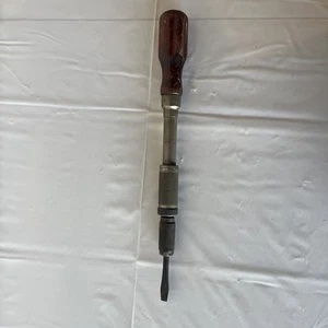 Vintage Ratcheting Screwdriver with Wooden Handle - Picture 1 of 5