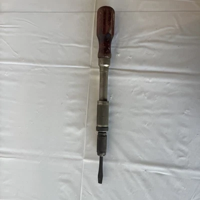 Vintage Ratcheting Screwdriver with Wooden Handle - Image 1 of 4