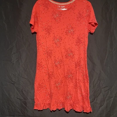 Jockey Sleep Dress Size Large Rx25 Red Short Sleeve Nightgown - Image 1 of 4