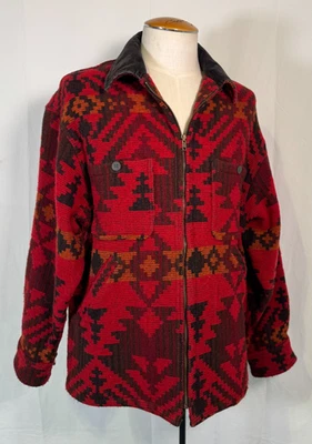 Vintage Woolrich Aztec Southwestern Print Wool Coat Zip Jacket Sz L Made in USA - Image 1 of 4