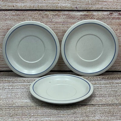 Pfaltzgraff Yorktowne Stoneware Saucers Set of 3 Blue Trim Replacement Dishes - Image 1 of 4