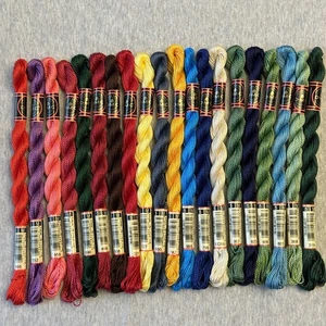 20 DMC Coton Perle Size 5 Thread 100% Cotton Assorted Colors No Repeats - Picture 1 of 5
