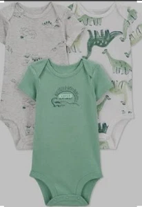 Carter's 3 Pack  Newborn Long Sleeve  Boy’s Bodysuits Dinosaur  Motif, NEW - Picture 1 of 8
