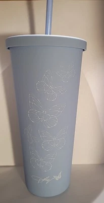 NUEVO vaso Dolly Parton MARIPOSA 20 OZ + tapa y pajita azul claro Foto 1 de 2