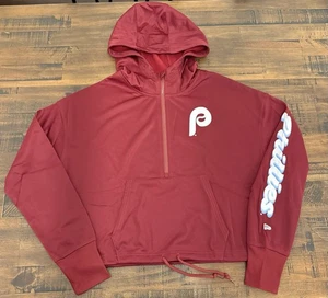 Sudadera con capucha para mujer Phillies New Era 3/4 cremallera cordón inferior roja talla mediana M nueva - Imagen 1 de 10