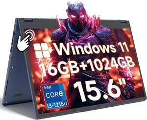 2 in 1 Laptop Convertible 15.6 Inch (16GB RAM, 1TB SSD), i3-1215U 6-Core - Picture 1 of 8