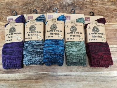 Ladies Merino Lambs Wool Blend Boot Socks 2.4tog Thermal Winter Warm 1 Pair - Image 1 of 4