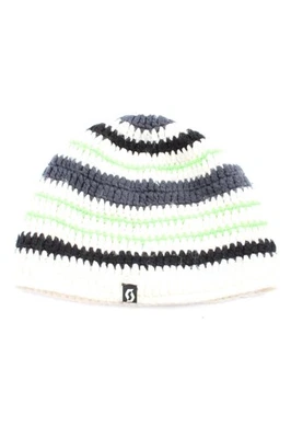 SCOTT Cappello all’uncinetto Donna Cappellino bianco-nero-verde stile casual - Immagine 1 di 4