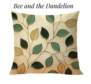 Green and Gold Leaves 2D PRINTED Design Cushion COVER 45cms X 45cms - Picture 1 of 6