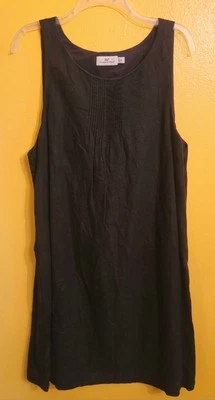Vestido negro VINEYARD VINES 100 % lino línea A pintuck cambio talla 16 usado en excelente estado Foto 1 de 4